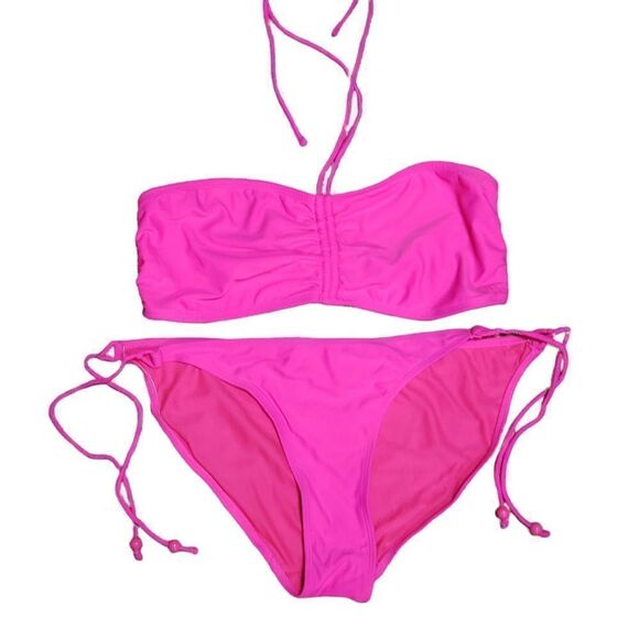 OP Bright Pink 2-pc Bandeau Bikini Set XLARGE - Picture 3 of 16